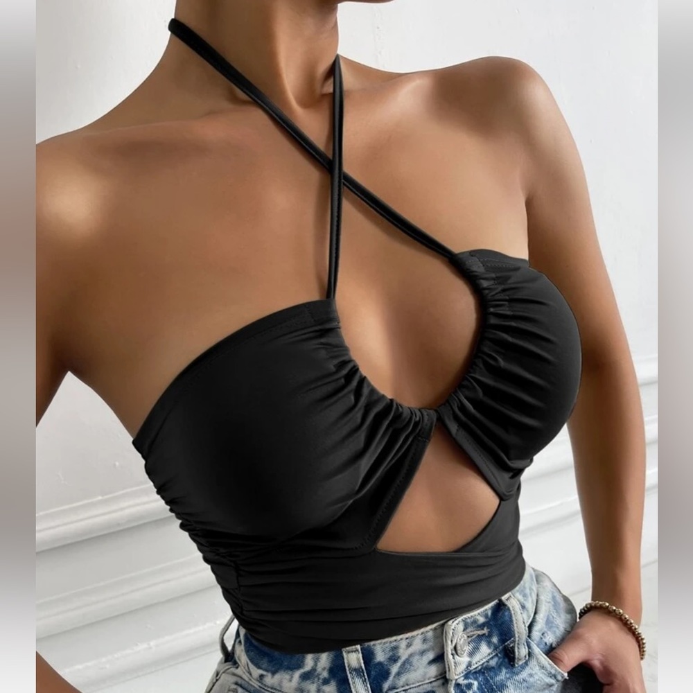 Cut Out Front Tie Back Halter Top